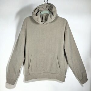 Negative Space Hoodie Women's Small Beige Corduroy Pullover Casual Comfy Pockets